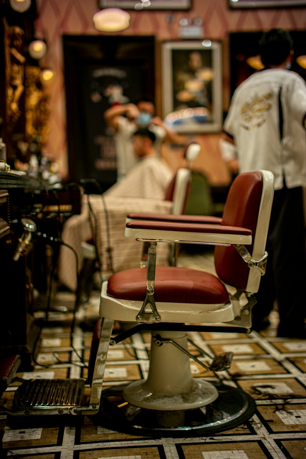 A vintage barber chair ready for the next client